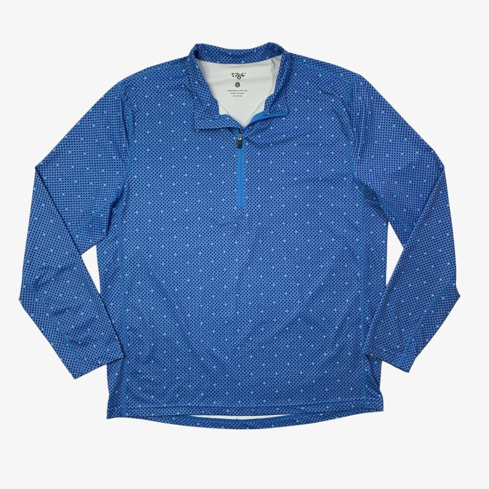 1764 Shirt Mens L Large Astral Blue Half Zip Long Sleeve Arrow Print Mock Neck